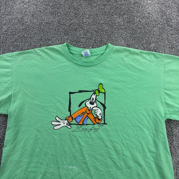 Vintage Goofy Box Logo Shirt Mens XL Green Disney Cartoon Mickey Mouse Goofy Dog - Picture 2 of 6